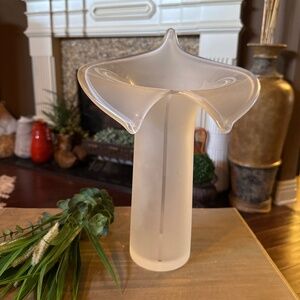 14.5 Inch Vintage Frosted Satin Glass Jack In The Pulpit Vase